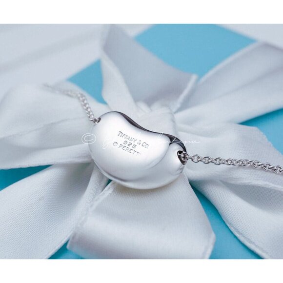 Tiffany & Co. Bean Necklace Elsa Peretti Vintage Large 21mm Pendant 16" Chain - Picture 6 of 7